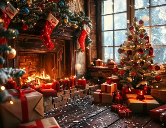 Christmas Morning with a Fireplace and Tree and Presents 1 - Copy