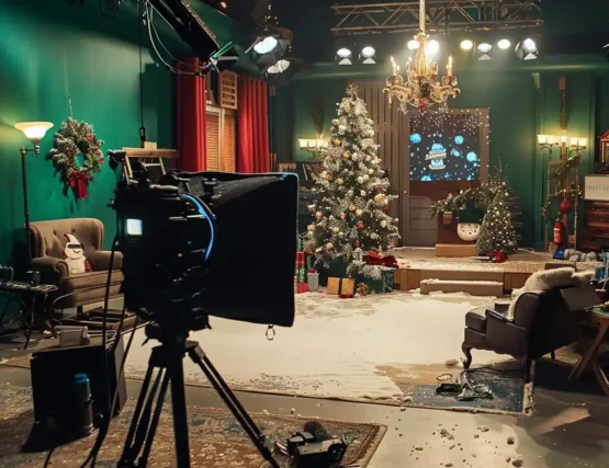 Christmas themed TV Commercial set
