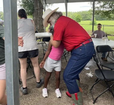 Cowboy Santa hanging with the kids in Louisiana
