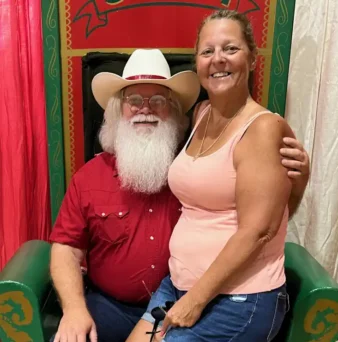 Cowboy Santa on his Christmas chair in Louisiana