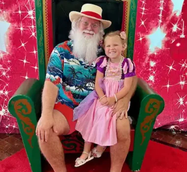 Summer Santa with a child in Louisiana